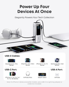 25,000mAh 165W Portable Laptop Power Bank, 3 USB-C High-Speed Outputs, Built-in Retractable Cables, Flight-Approved Fast Charging Power Station for MacBook, iPhone & Samsung