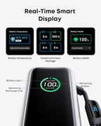 25,000mAh 165W Portable Laptop Power Bank, 3 USB-C High-Speed Outputs, Built-in Retractable Cables, Flight-Approved Fast Charging Power Station for MacBook, iPhone & Samsung