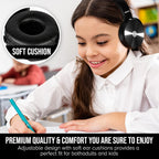 Soft Swivel On Ear Pads- Perfect for E-Learning, Meetings, Calls - Bulk Pack of 5 (Black)