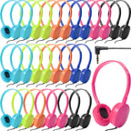 30 Pack Wired Headphones, Adjustable On Ear Headphones