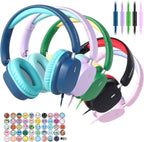 Bulk 5-Pack for K-12 School, Over-Ear Wired Headset with Microphone