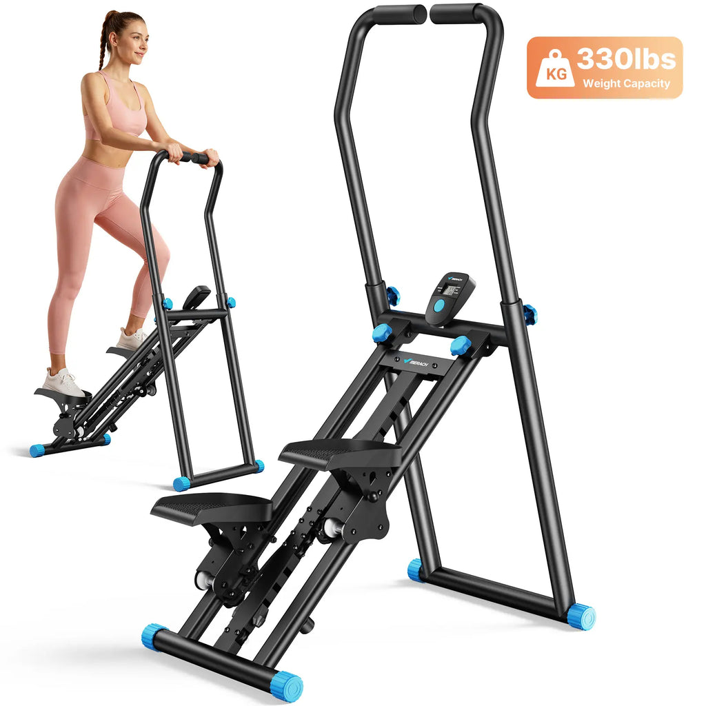 Space-Saving Vertical Climber Stepper, 330LBS Capacity Full-Body Home Workout Equipment