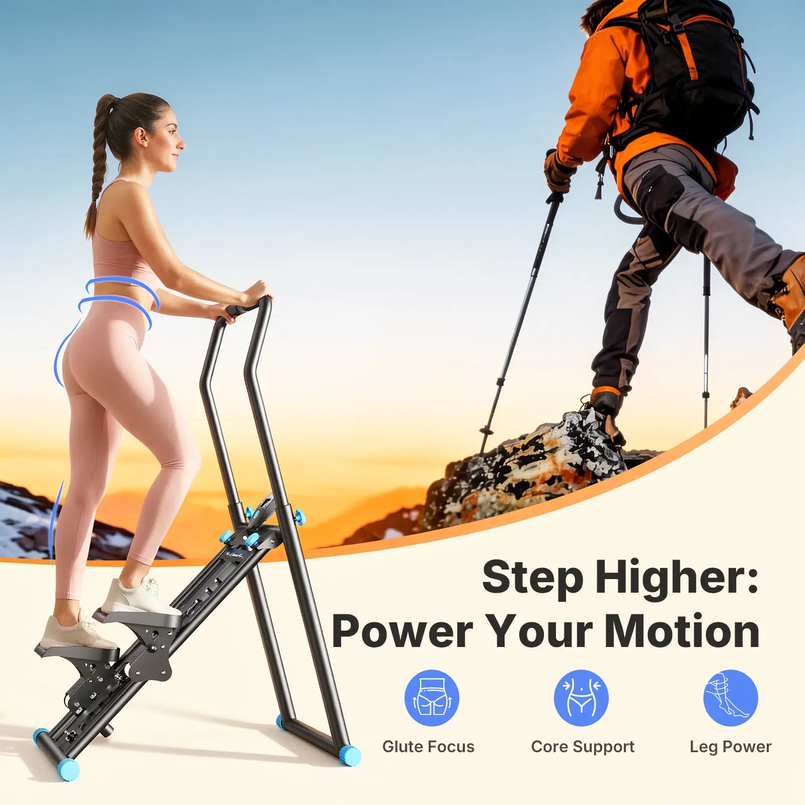 Space-Saving Vertical Climber Stepper, 330LBS Capacity Full-Body Home Workout Equipment