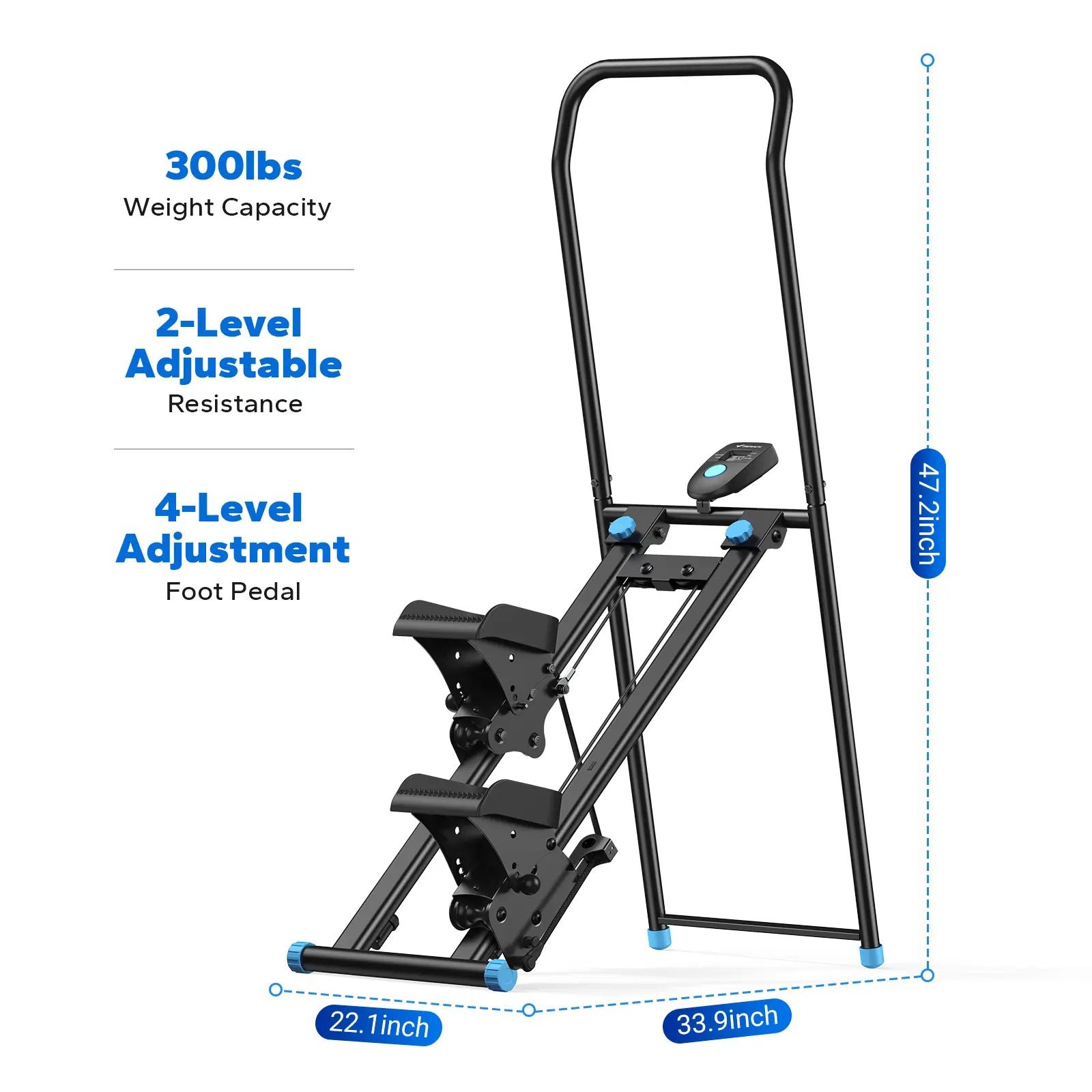 Space-Saving Vertical Climber Stepper, 330LBS Capacity Full-Body Home Workout Equipment