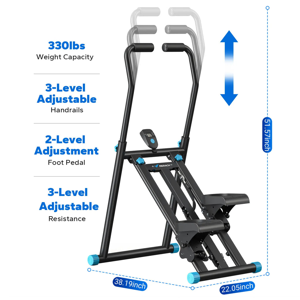 Space-Saving Vertical Climber Stepper, 330LBS Capacity Full-Body Home Workout Equipment