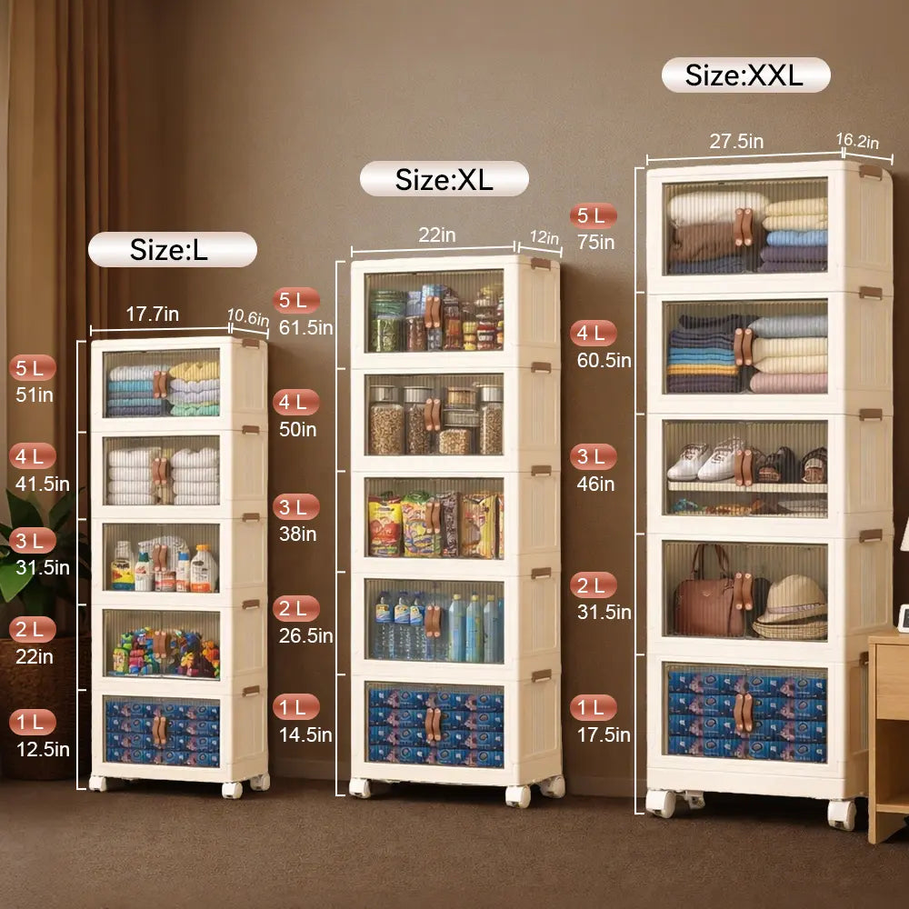 Foldable Storage Box with Wheels – Stack, Store & Save Space