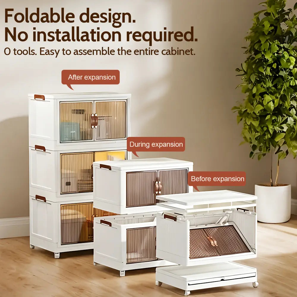 Foldable Storage Box with Wheels – Stack, Store & Save Space