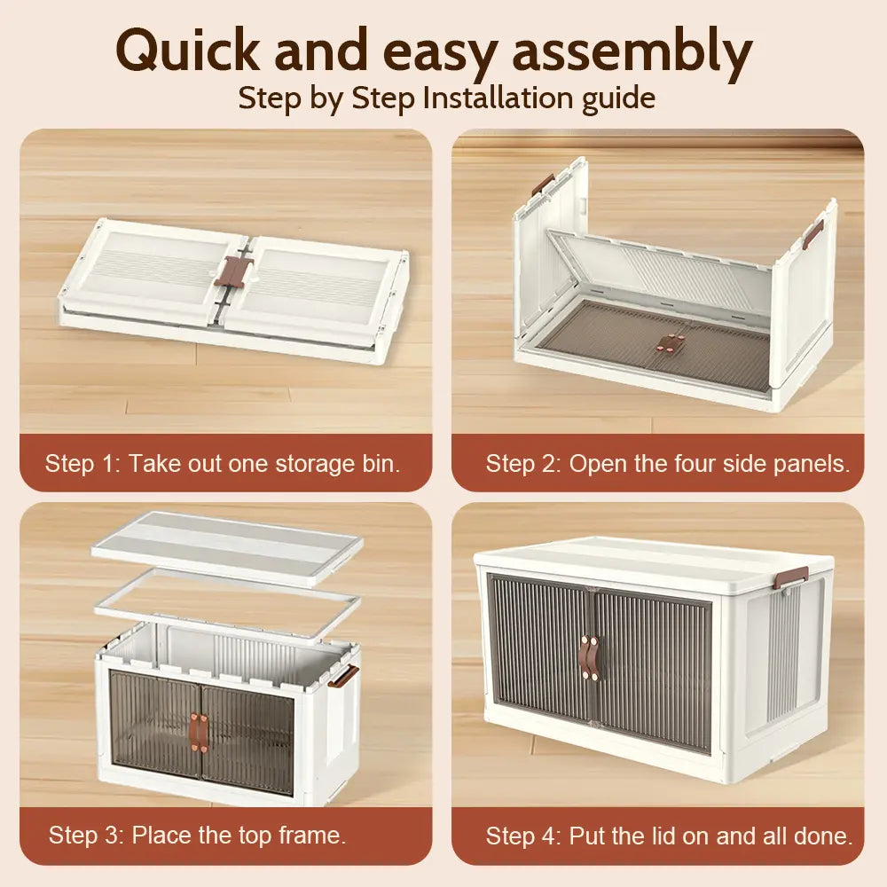 Foldable Storage Box with Wheels – Stack, Store & Save Space