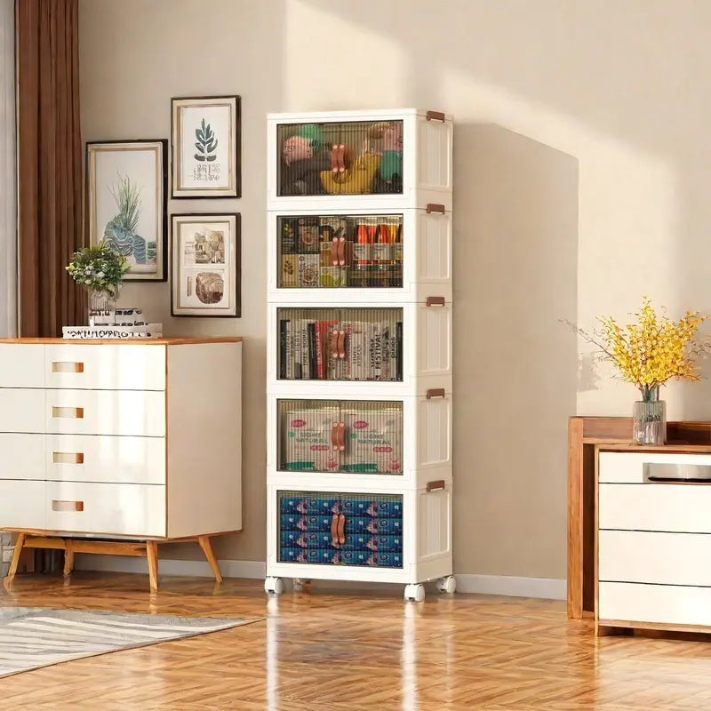 Foldable Storage Box with Wheels – Stack, Store & Save Space