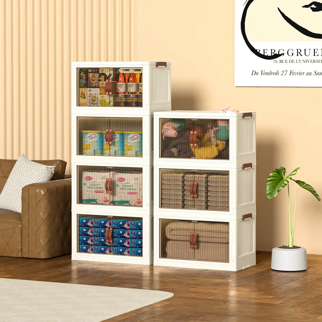Foldable Storage Box with Wheels – Stack, Store & Save Space