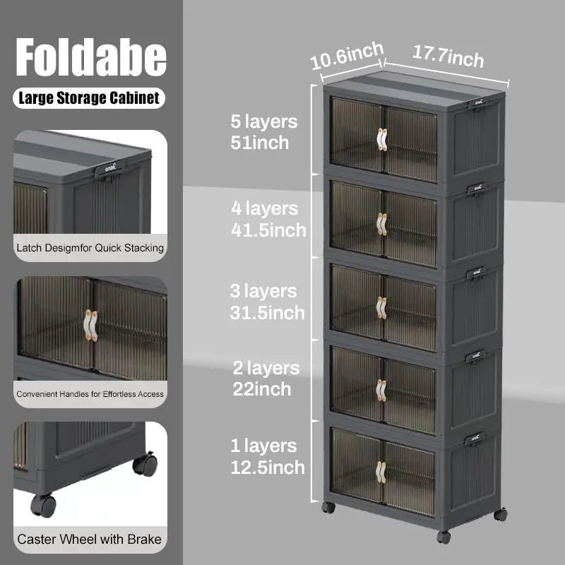 Foldable Storage Box with Wheels – Stack, Store & Save Space