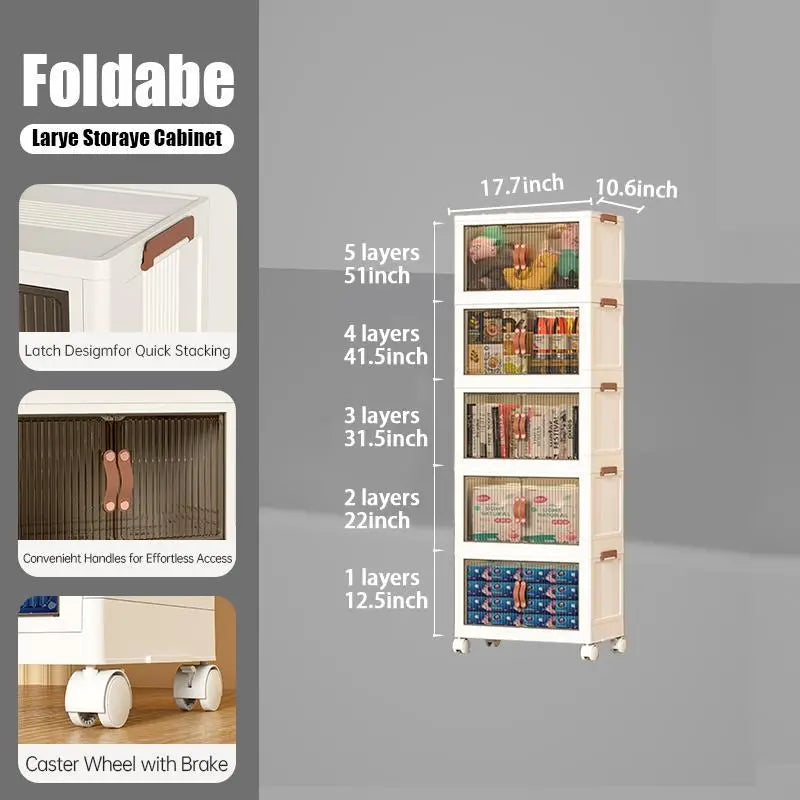 Foldable Storage Box with Wheels – Stack, Store & Save Space