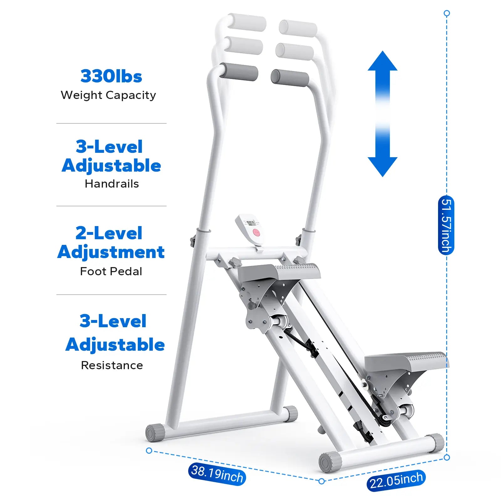 Space-Saving Vertical Climber Stepper, 330LBS Capacity Full-Body Home Workout Equipment