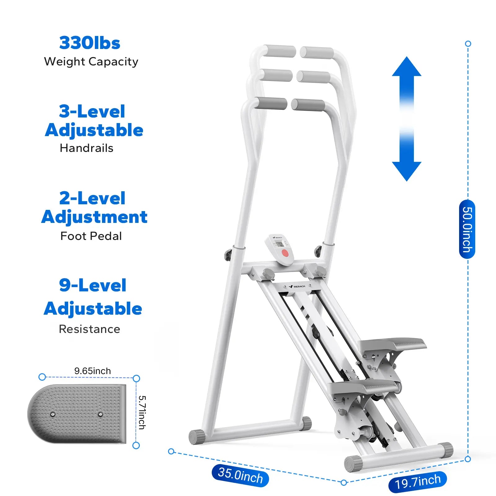 Space-Saving Vertical Climber Stepper, 330LBS Capacity Full-Body Home Workout Equipment