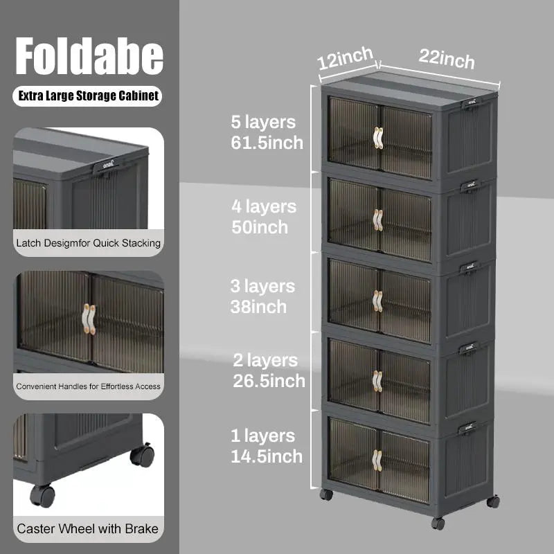 Foldable Storage Box with Wheels – Stack, Store & Save Space
