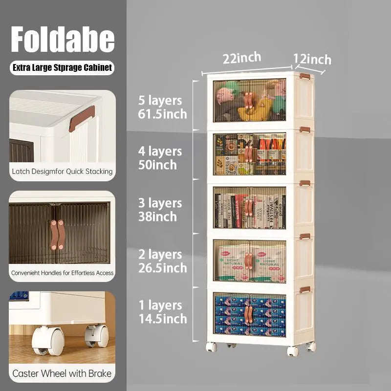 Foldable Storage Box with Wheels – Stack, Store & Save Space