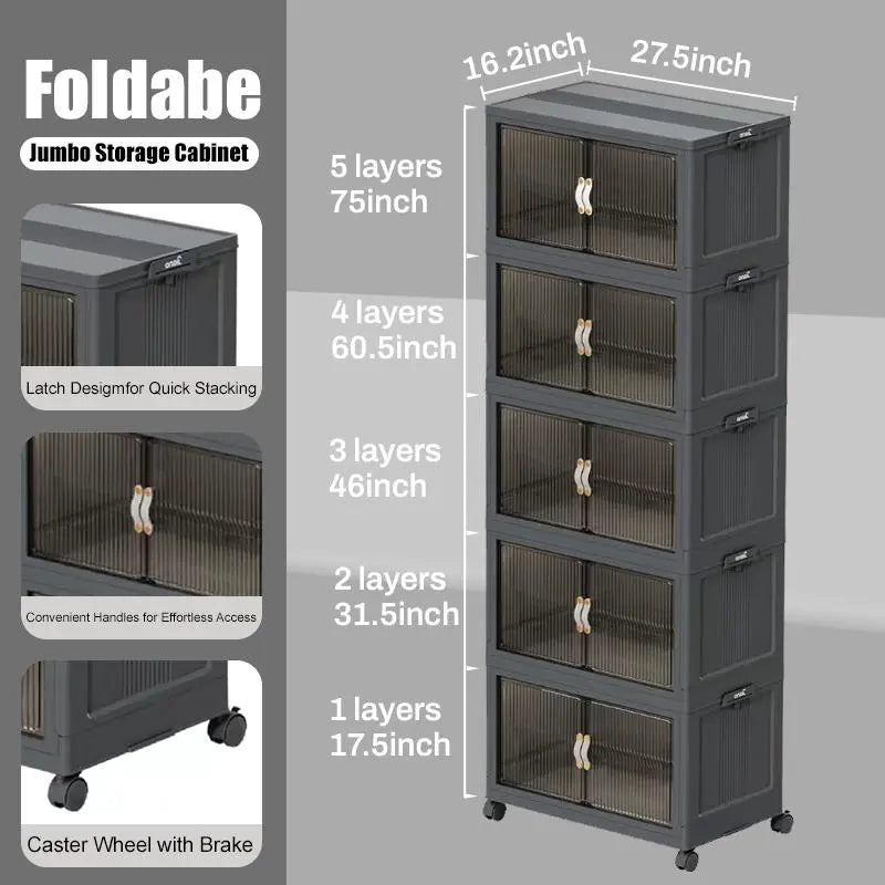 Foldable Storage Box with Wheels – Stack, Store & Save Space