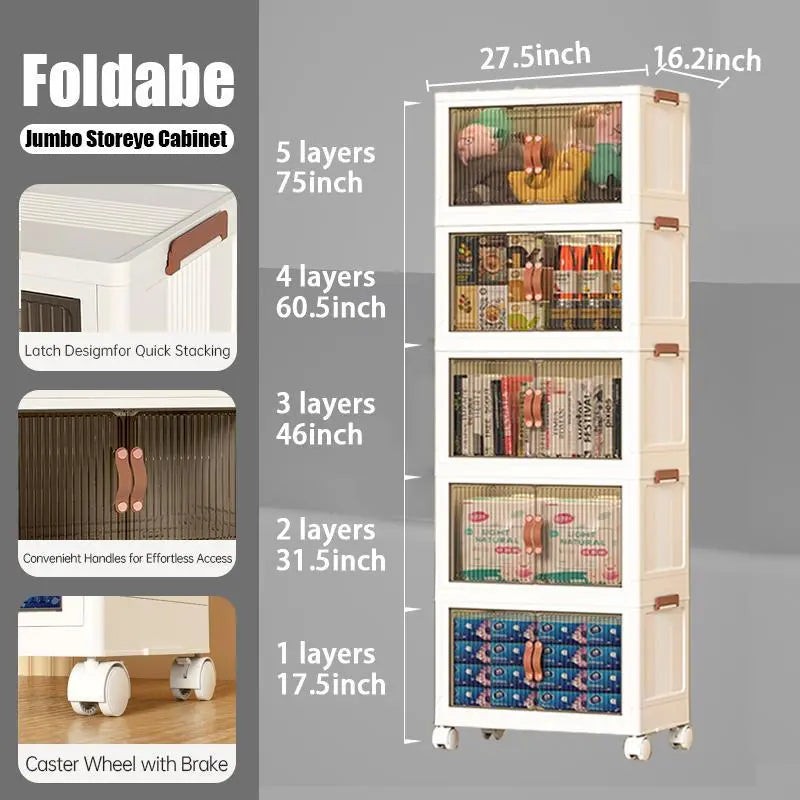 Foldable Storage Box with Wheels – Stack, Store & Save Space